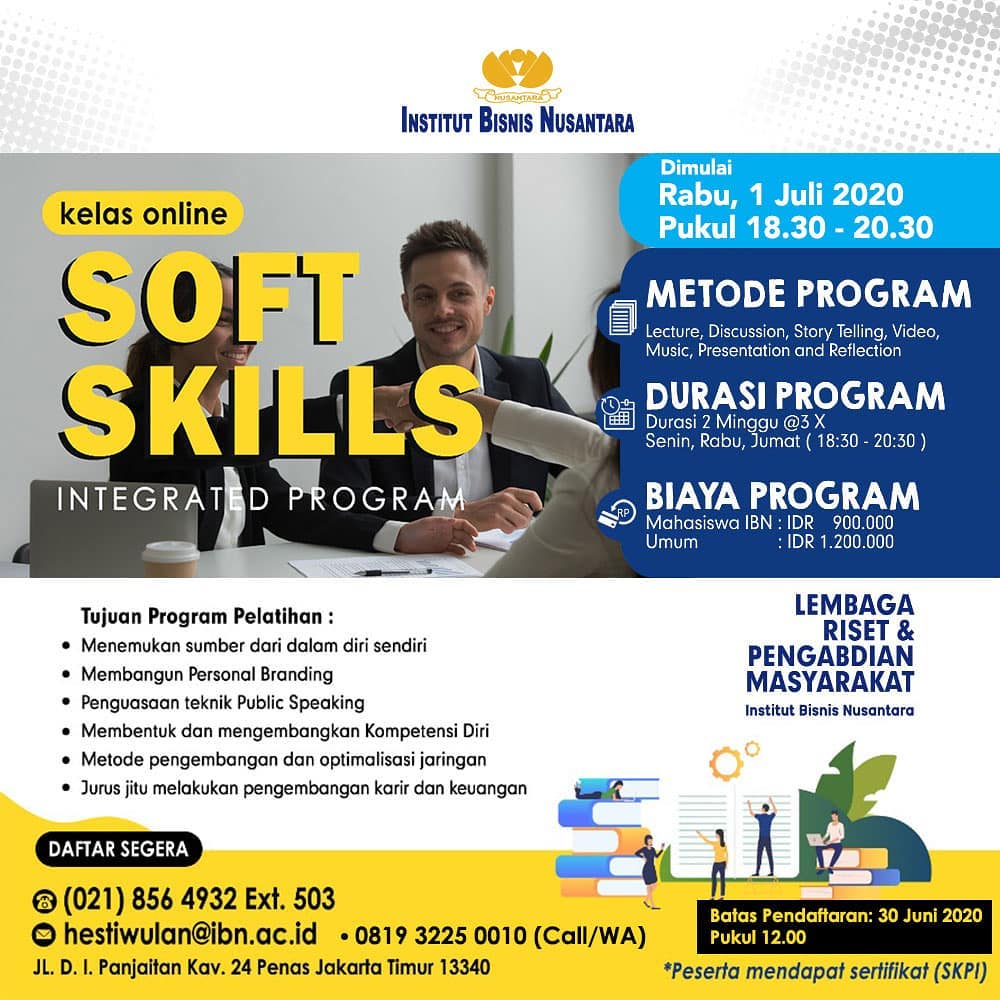Read more about the article KELAS ONLINE SOFT SKILLS INTEGRATED PROGRAM